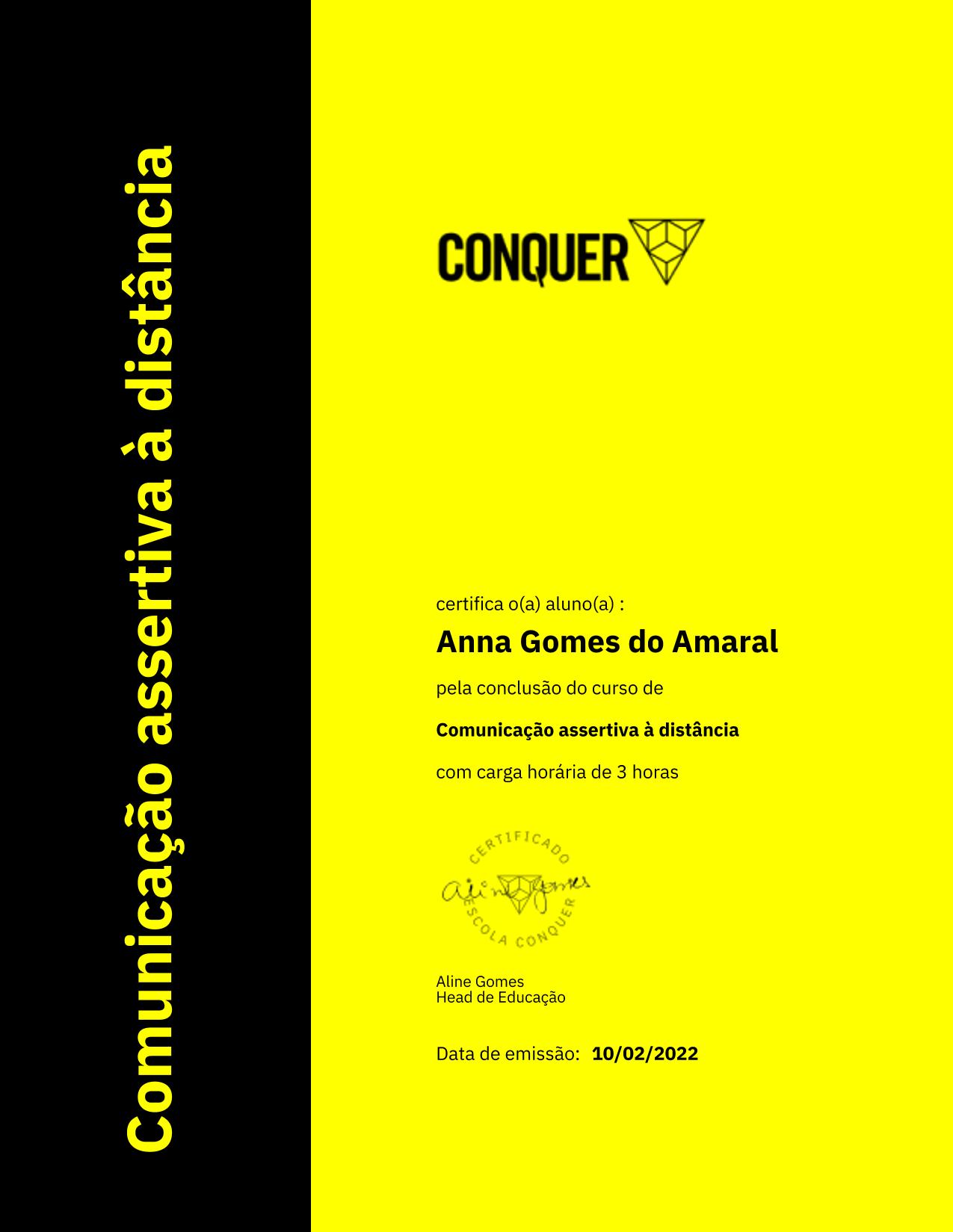 Certificado de Comunicação assertiva à distância